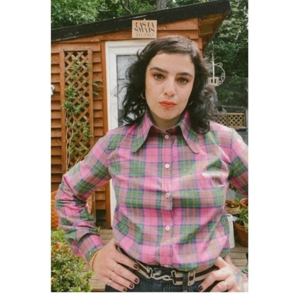 Rasha Swais Penny Collared Button down in Mulberry Beagle, Bespoke Handmade